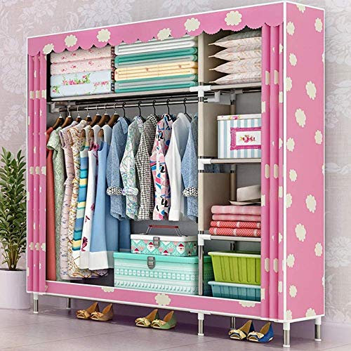 Tragbarer Kleiderschrank aus Stoff und Segeltuch, tragbarer Kleiderschrank, 25 mm Dickes Rohr, verwendet im Schlafzimmer, Wohnzimmer, Arbeitszimmer, Schuhen, Kleidung,D