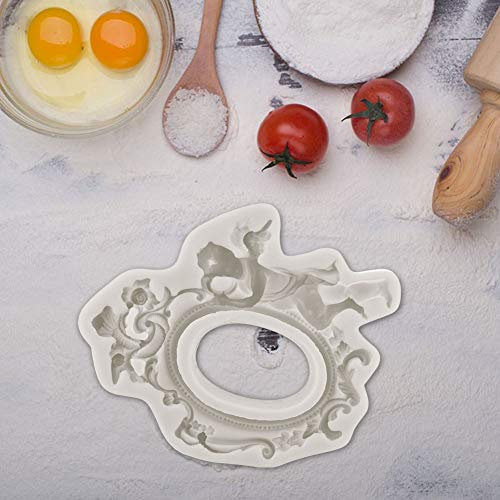 Cornice per Foto con Angelo Europeo Stampo in Silicone Fai-da-te Stampo per Cioccolato Fondente Strumento per Decorare Torte per attività di Cottura dei Bambini (GREY)
