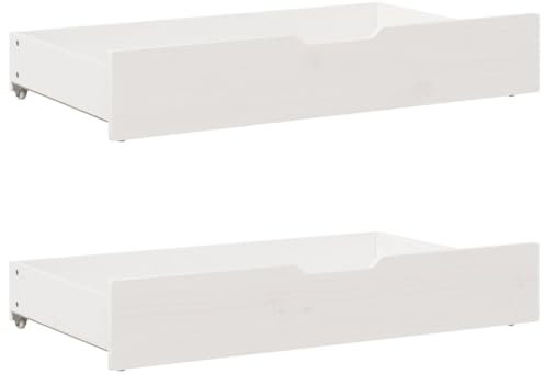 Tiroirs sous le lit 2 pcs blanc 90x55x16 cm bois de pin massif
