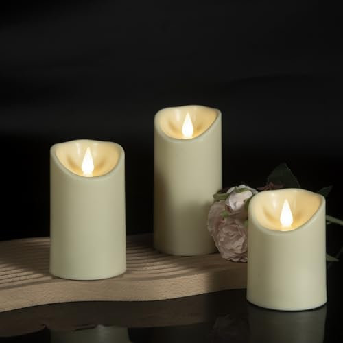 Abrief led kerzen outdoor mit timerfunktion-Säulen elektrische kerzen 3 Stück-für Camping,Hochzeiten,Home Deco,D 7.5cm H 10/12.5/15cm