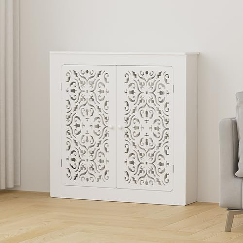 Cubierta del radiador, MDF Lacado Revestimiento,Cubierta de radiador pequeña pintada en, Estilo Rústico Superficie de Estantería Útil de Madera,Mueble Tapa de Calefacción de Salón(L80*H90*W20cm/31*35*
