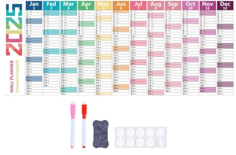 Jährlicher Wandkalender Planer, 2025 12-Monatsplaner Mit Stift Löschtafel, Trocken Abwischbarer Jahresplaner Für Arbeitsprojekte, Wandplaner, Jahreskalender, Plakatkalender, Wall Calendar