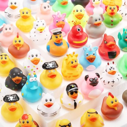 EOGRFW 25 Stück Gummi Badeenten, Bunt Gummi Enten Schwimmer, 5 cm | Niedlich Gummienten Kinder, Quietscheente Badewannenspielzeug für Babypartys Geburtstags Partyartikel Strand and Im Pool