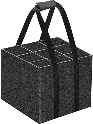 xiaoxiaozhijia Flaschenträger für 6 oder 9 Flaschen,Flaschentasche Mit Fächern,Faltbar Flaschentasche Filz,Zur Aufbewahrung von Wein, Getränken und Flaschen (27x27x27 cm)