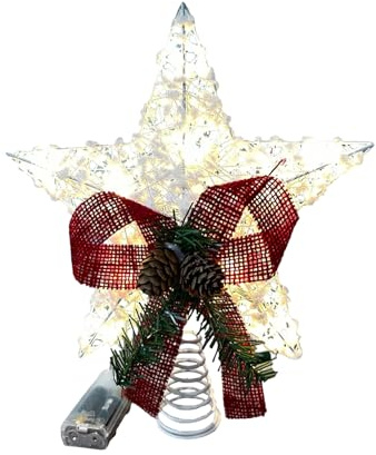 Estrella para Árbol de Navidad con Luz LED - Decoraciones para La Cima De Temporada,De Estrella Brillante para La Cima del Árbol De Navidad,para Año Nuevo Interior Hogar Bar Tienda Dormitorio Salón