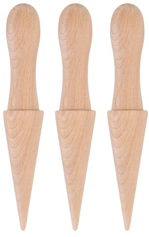 Abaodam 3pcs Ice Cream Cone Mold Homemade Waffle Cone Maker for Desserts Wooden Beech Wood Comfortable Grip Easy to Clean DIY Cooking Dessert Baking Tool