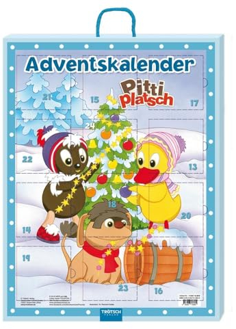 TRÖTSCH - Adventskalender Pittiplatsch | Weihnachtskalender mit 24 Beschäftigungsbüchern: Überraschungs Adventskalender zum Lesen, Basteln und Beschäftigen (Unser Sandmännchen)