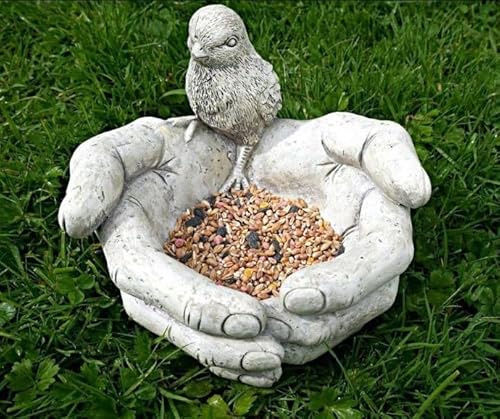 Garden Mile klassisch Stein Optik Vogel in Hand Garten Figur Garten Skulptur Garten Vogel Dosieranlage Zier Vogel Bade