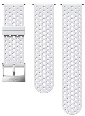 Suunto SS050224000 Correa de sustitución original para todos los relojes Suunto Spartan Sport WRH y Suunto 9, silicona, largo: 22,9 cm, ancho: 24 mm, incluye pasadores de fijación, blanco/plateado