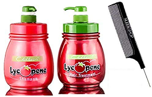 Chihtsai LYCOPENE Hair Shampoo & Treatment Conditioner DUO SET, Enhanced Color Protector, Hydrolyzed Protein (with Sleek Comb) Anti-oxidation, Vitamin B5 (34 oz / 1000 ml - LARGE LITER PUMPS DUO KIT)
