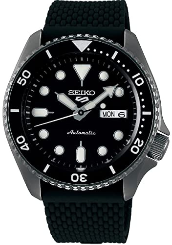 Seiko Orologio analogico automatico da uomo con cinturino in silicone SRPD65K2, Nero, Cinturino