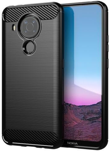 betterfon Carbon Handyhülle kompatibel mit Nokia 5.4 | Smartphone Case aus TPU-Silikon | Schwarz