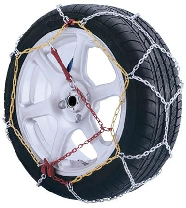 KRAWEHL - Pack de 2 Cadenas de Nieve para Coche - Cadenas 4x4 - de Metal Tipo Malla de Rombo - Eslabones de 16 mm - con Tensor Mecánico - Universal - Antideslizantes - Grupo 45