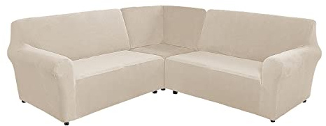 ele ELEOPTION Samt Sofabezug L Form 5 Sitzer Ecksofabezug 3-teilig Stretch Sofa Überzug für L-förmige Sofamöbel dick weich waschbar Ecksofahusse