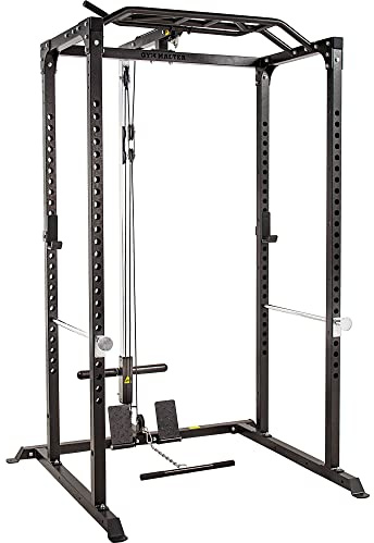 GYM MASTER GM1 Power Rack Squat Cage for Home Weight Lifting Training with Optional Dual Pulley Cable System - Power Rack and Cable Pulley System