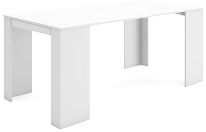 Skraut Home | Ausziehbarertisch | Multifunktionaler ausziehbarer | 180 | Für 8 Gäste | Esszimmertische | Moderner Stil | Weiß
