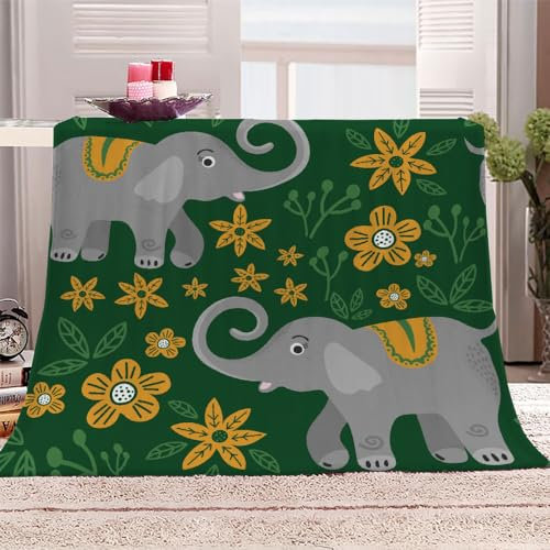 Elefant 3D Drucken Microfaser Kuscheldecke Flauschig Flanell Decke 150x200 Cartoon-Tiere Kinder Mädchen Jungen Weich Warm Wohndecke Tagesdecke für Sofa Couch und Bett TV-Decke