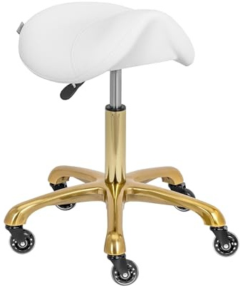 physa PHYSA YORK WHITE_GOLD Sgabello a sella 55 - 70 cm 150 kg Bianco, oro Sgabello ergonomico a sella Sgabello a sella ergonomico Sgabello tondo Sgabello da scrivania