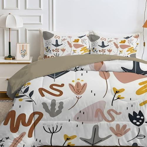 Qiwagu Bettdecke 135x200 4 Jahreszeiten, Wende BöHmisch Steppdecke Waschbare, Bettdecke ohne Bezug Nutzbar, Leicht Weiche Schlafdecke 200GSM, Ganzjahresdecke Weiß mit 1 Kissenbezug