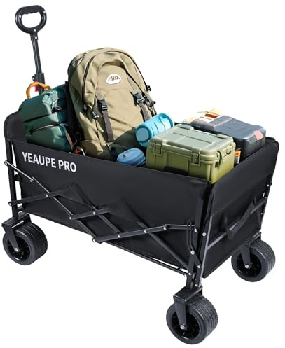 YEAUPE PRO Chariot de Plage Pliable Capacité Max. 230L 200KG, Chariot de Transport Poignée Réglable Charrette pour Extérieur Camping Pique, Idéal pour Camping, Jardin, Plage