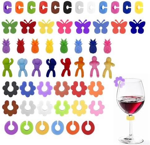 Lynqvor Marque Verre à vin, Marqueurs de Verre à Vin en Silicone Marque, Identifiants pour Verres de Réception, Accessoires de Fête Parfaits pour Mariages, Anniversaires et Réceptions Familiales