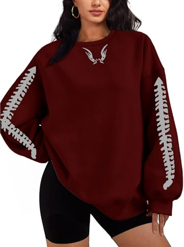 DINGJIUYAN Basic Sweatshirt for Women,Vintage Reflective Fashion Pullover Night Glow Top Loose Printed Outfit Grey