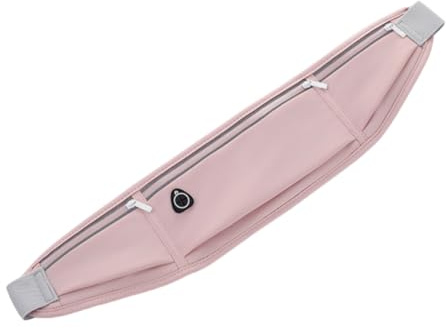 Vyloky löpbälte vattentät justerbar elastisk svettsäker halkfri för löpning träning utomhusaktiviteter kvinnor män ultralätt platt, rosa, modern minimalism