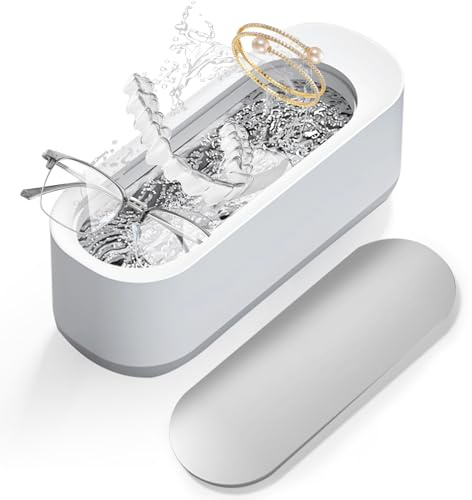 Limpiador Ultrasónico 300ML 45KHz, Máquina Ultrasonidos Limpieza Profunda para Joyas, Gafas, Relojes, Dentaduras, Monedas, Brochas Maquillaje, Portátil y Silenciosa limpiador ultrasónico para gafas