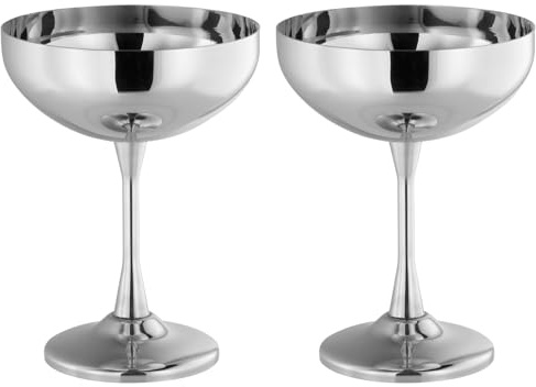 APS 40911 Juego de 2 copas de helado FRIGIO, 260 ml, acero inoxidable pulido brillante, apto para lavavajillas