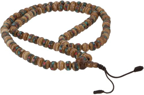 GURU SHOP Tibetansk mala med utsmyckade pärlor, Mala av Yackhorn (bönkedja) – modell 31