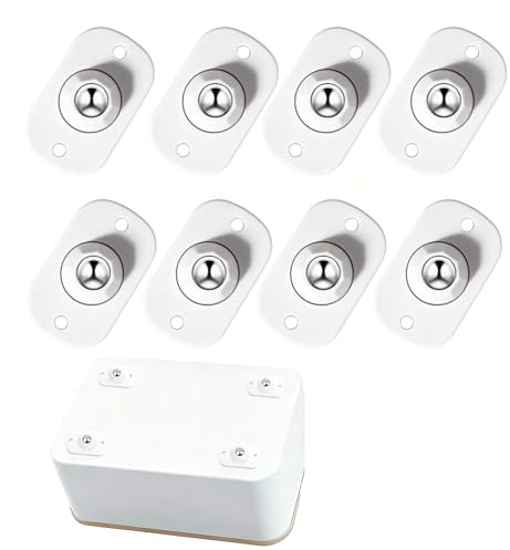 8pcs Self Adhesive Caster Wheels 360° Swivel Mini Appliance Rollers(White) | Universal Wheel for Kitchen Quiet Small Ball Caster Wheel Smooth Stick On Wheels Sticky Pulley for Trash Can Storage Box