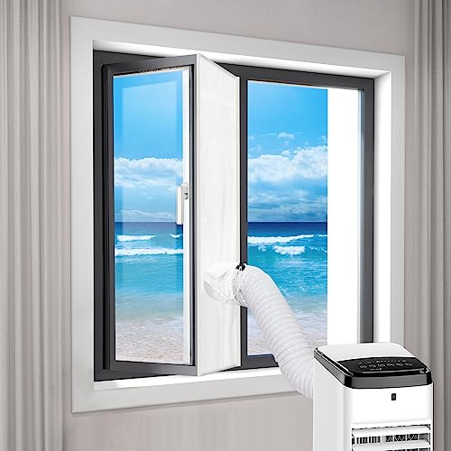Landrip Klimaanlage Fensterabdichtung,Fensterabdichtung für Mobile Klimageräte,Universell für alle Fenster,Energieeffizient & Bohrfrei(500x45CM)
