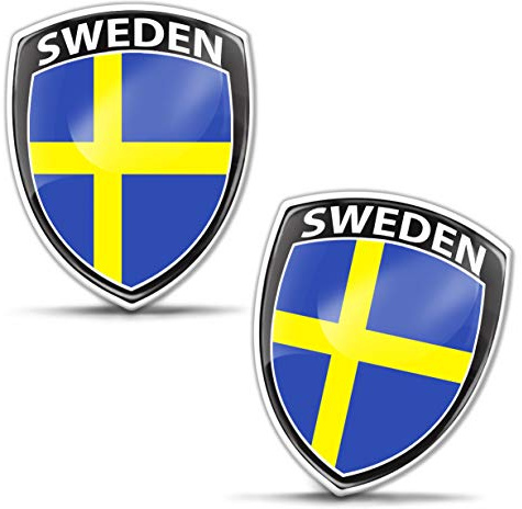 Biomar Labs® 2 x 3D Silicone Adesivi Resinati Bandiera Nazionale Svezia Sweden Emblema per Auto Moto Finestrìno Scooter Bici Motociclo Tuning F 154