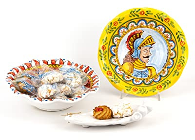 CEAR ceramiche - Vaciabolsillos frutero de cerámica siciliana con paladino de estilo carro siciliano y pastas de almendra