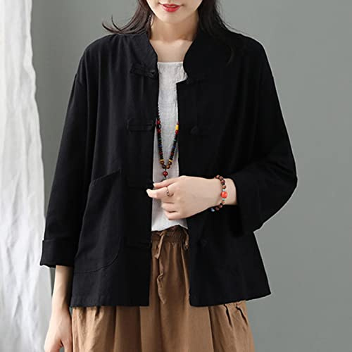 JIMINISO Damen Liziqi Chinesischer Stil Hanfu Mantel Tai Chi Kung Fu Tang Anzug Retro Qipao Cardigan Jacken Tops Orientalische Kleidung Hemd Bluse