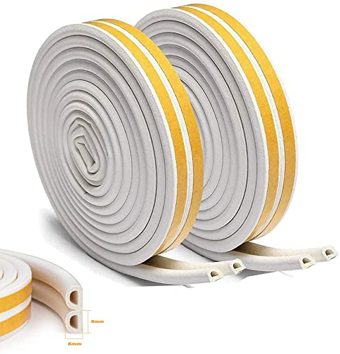 16 Meter Fensterdichtung Türdichtung Gummidichtung selbstklebend Gummi Staub Weatherstrip Wasserdichtes Dichtung Dichtungsband Profildichtung Fenster Tür, D Profil in Weiss