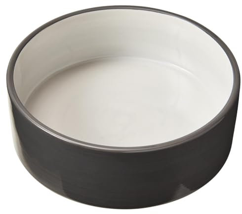 SPOT Two Tone Gray Dog Dish - Round Ceramic Food/Water Bowl for Pets, Stoneware Dish with High Walls, Ideal for Medium Dogs, Reptiles & Other Pets, Dishwasher Safe - 7in, 5 Cups (40oz)