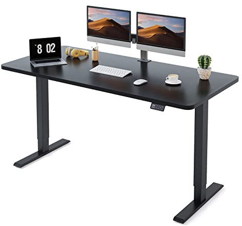 MAIDeSITe Escritorio Regulable en Altura 160 x 80 cm - Escritorio Regulable en Altura Eléctrico con Control de Memoria de 4 LED - Escritorio Sit & Stand Altura con Tablero (S1 Pro)