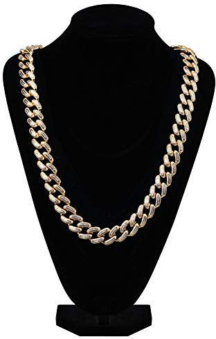 ZEDARO Rap joyería Nueva Tira Collar Pulsera, Hip Hop Hipster Chapado Hombres y Mujeres botón Collar Pulsera Accesorios Collar