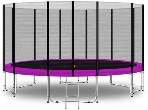 Baunsal® Trampolin Outdoor Ø 427 cm (EXD) pink als Komplettset mit Federabdeckung, Sprungmatte, Netz und Leiter - Gartentrampolin Spielzeug für Kinder