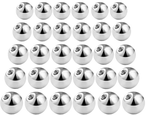 Cognitivex 30PCS Piercing Balls Stainless Steel Silver Replacement Balls industrial piercing jewellery Body Jewelry Piercing Barbell Parts Eyebrow Piercing Jewellery Lip Labret Stud