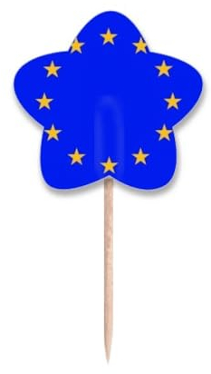 Bandera nacional de la UE, palillos de dientes, con etiqueta de estrella, palillos para cupcakes