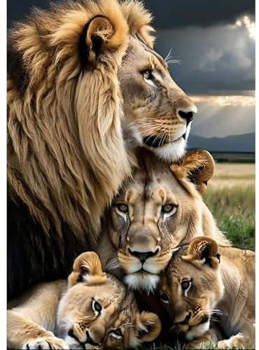 MXJSUA Tier Diamant Painting Bilder, Löwe Diamond Painting für Erwachsene Anfänger, 5D DIY Diamant Malerei für Zuhause Dekor 30x40 cm