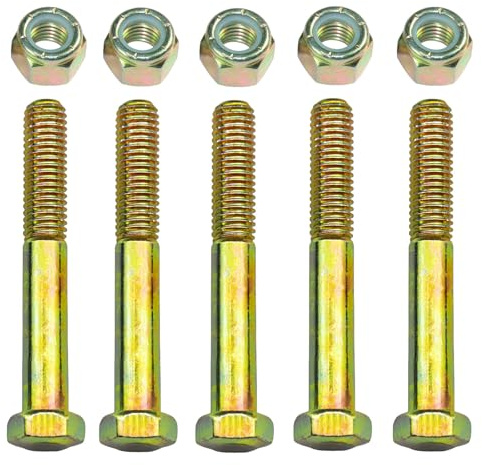 Metalsuberg Lot de 5 boulons de cisaillement de qualité 2 1,27 x 8,9 cm pour cutter rotatif, boîte de vitesses de tracteur, galvanisation couleur avec écrou de verrouillage en nylon