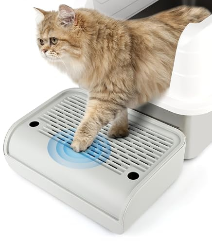 Bartuke Rampe per lettiera gatto, scalino/tappeto per gatti con funzione di filtro, facile da pulire, ideale per gattini e gatti anziani (Grigio chiaro)