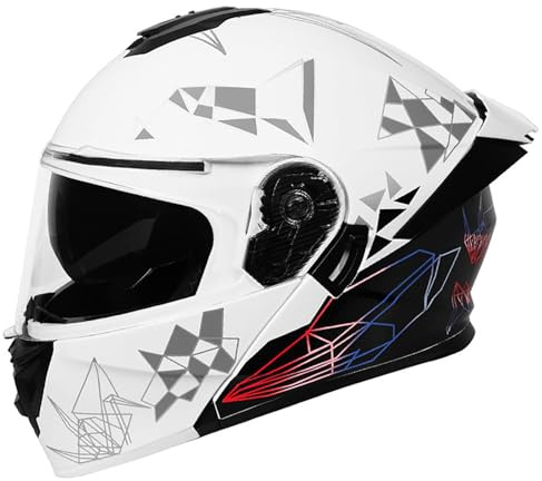 Klappbarer Motorradhelm Mit Doppelvisier, Herren-Integralhelm, Damen-Klapphelm Für Moped Und Cruiser, ECE/DOT-Geprüft A,XXL(61-62CM)
