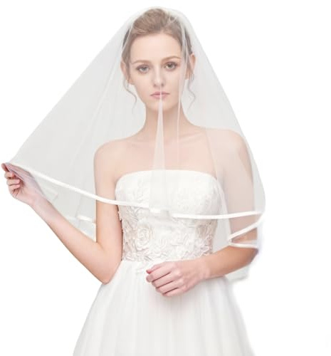 ACKKOR White Wedding Bridal Veil with Comb,Wedding Veils White Veil Wedding Dresses Bachelorette Veils for Brides Bachelorette Hen Party Bride to Be Sash Hen Party Accessories Bridal Veil Wedding