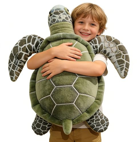 Xiyocadt Grüne Meeresschildkröte Stofftier,Schildkröte Kuscheltier Realistisches Weiches Kuscheliges Plüschtier,schildkröte Spielzeug Kissen meeresschildkröte Plüschtiere for Dekorieren (35cm)