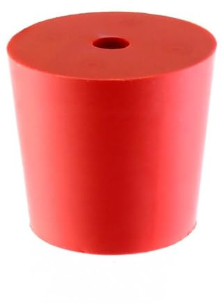 Rote Gummistopfen mit Loch, Gärungs- und Laborstopfen (38/31 mm)