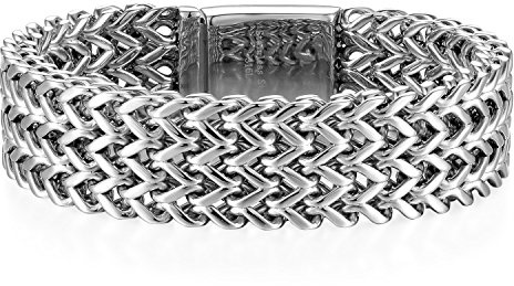 OIDEA Herren Mesh Armband, Rock Stil Charmsarmband Kreuz Mesh Armband verstellbar aus Edelstahl, Armkette Armschmuck, Metallarmband Armreif Silber